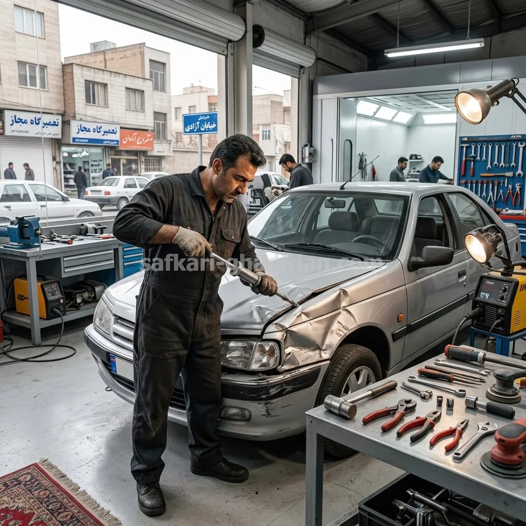 صافکاری و نقاشی خودرو پس از تصادف در تهران